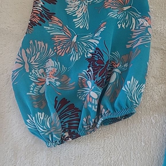 Grayson Cato Blue Butterfly Floral Tunic Medium Long Sleeve Boho Cottagecore - Picture 11 of 15